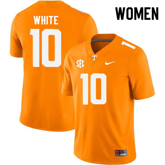 Women #10 Squirrel White Tennessee Volunteers College Football Jerseys Stitched Sale-Orange